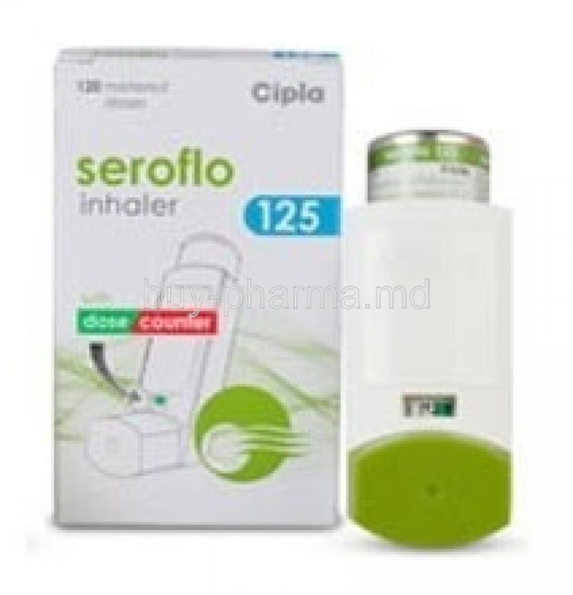Seroflo Inhaler 125mg box and inhaler