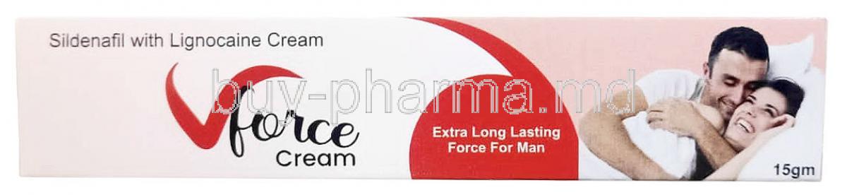 Vforce cream, Sildenafil 2%, Lignocaine 2%, Cream 15g, Stivaph Healthcare, Box front view