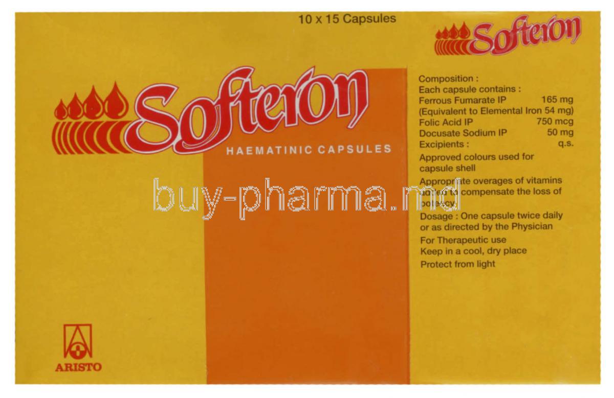 Softeron, Generic Colace, Docusate Sodium   50 mg Capsule (Aristo)