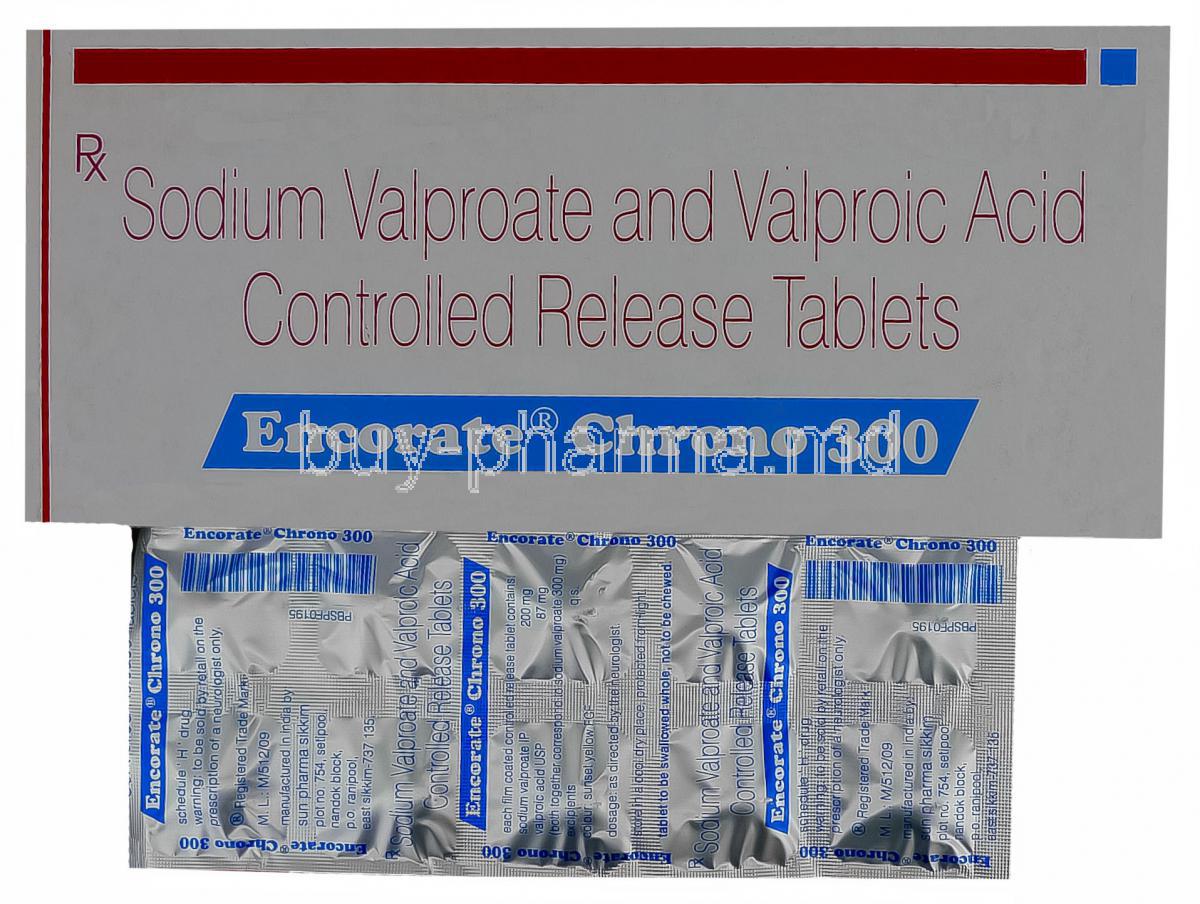Encorate Chrono 300, Generic Epilim Chrono, Sodium Valproate 200mg and Valproic Acid 87mg Controlled Release