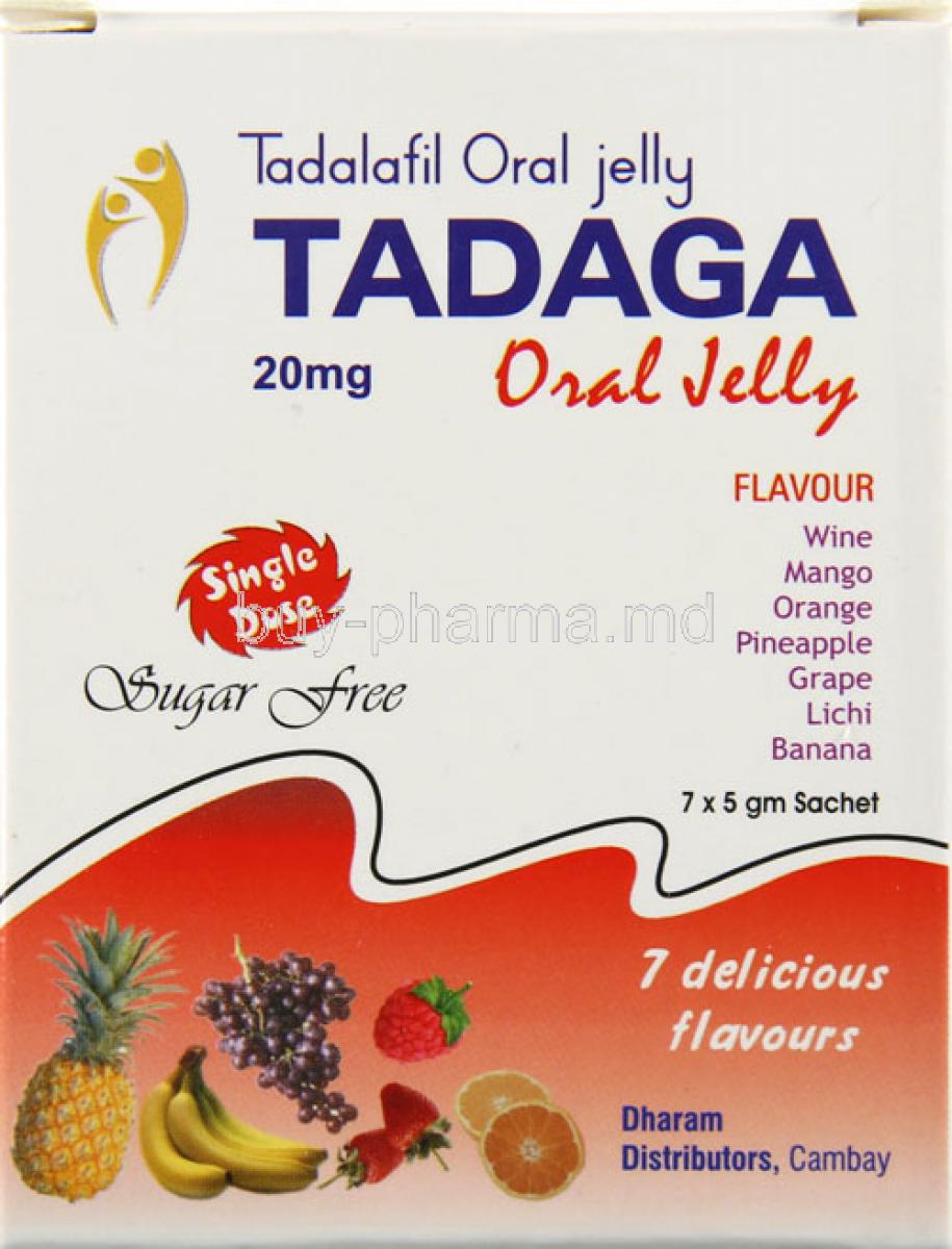 Tadaga Oral Jelly, Tadalafil Oral Jelly 20mg 7 Sachets 5gm Box