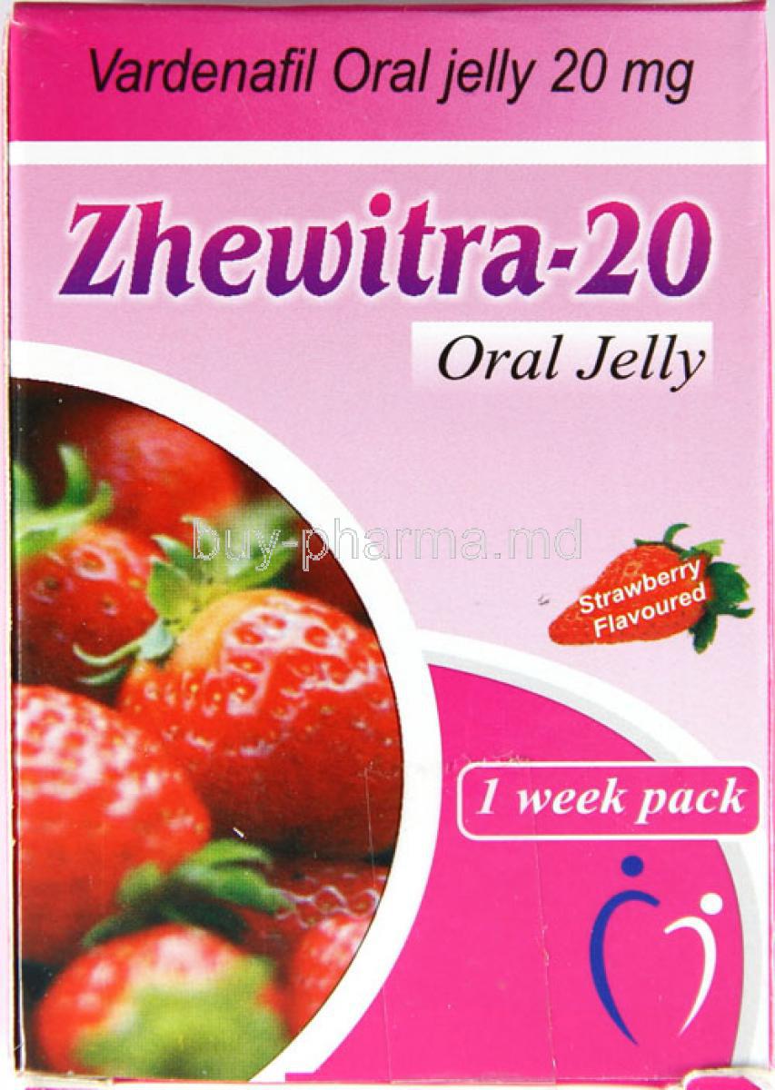 Zhewitra-20 Oral Jelly, Vardenafil Oral Jelly 20mg 7 Sachets 5gm Box