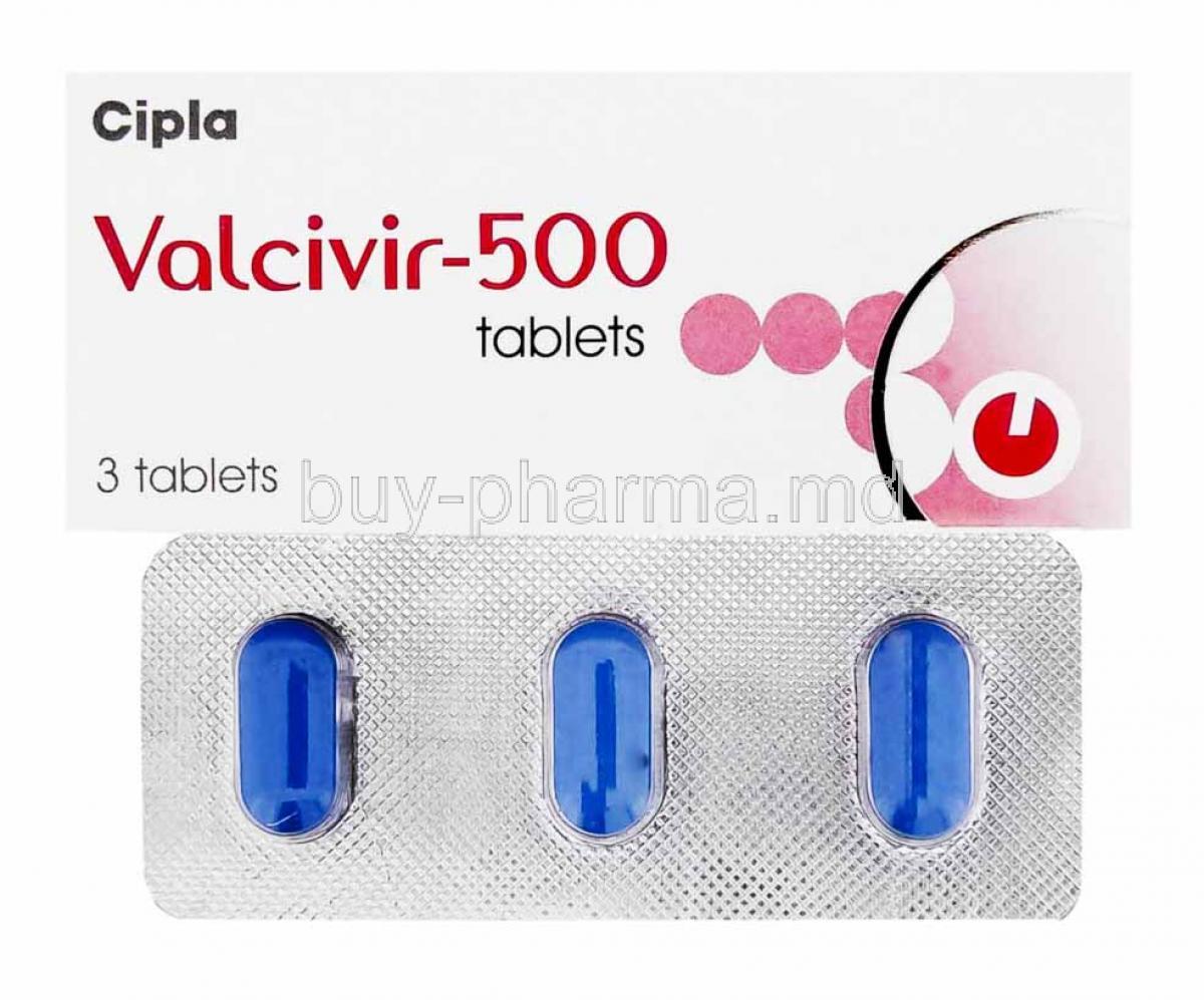 Valcivir, Valacyclovir 500mg box and tablets
