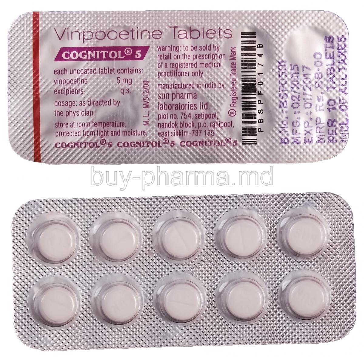 Buy Vinpocetine (Generic + Intelectol) 5mg 10's Tablet