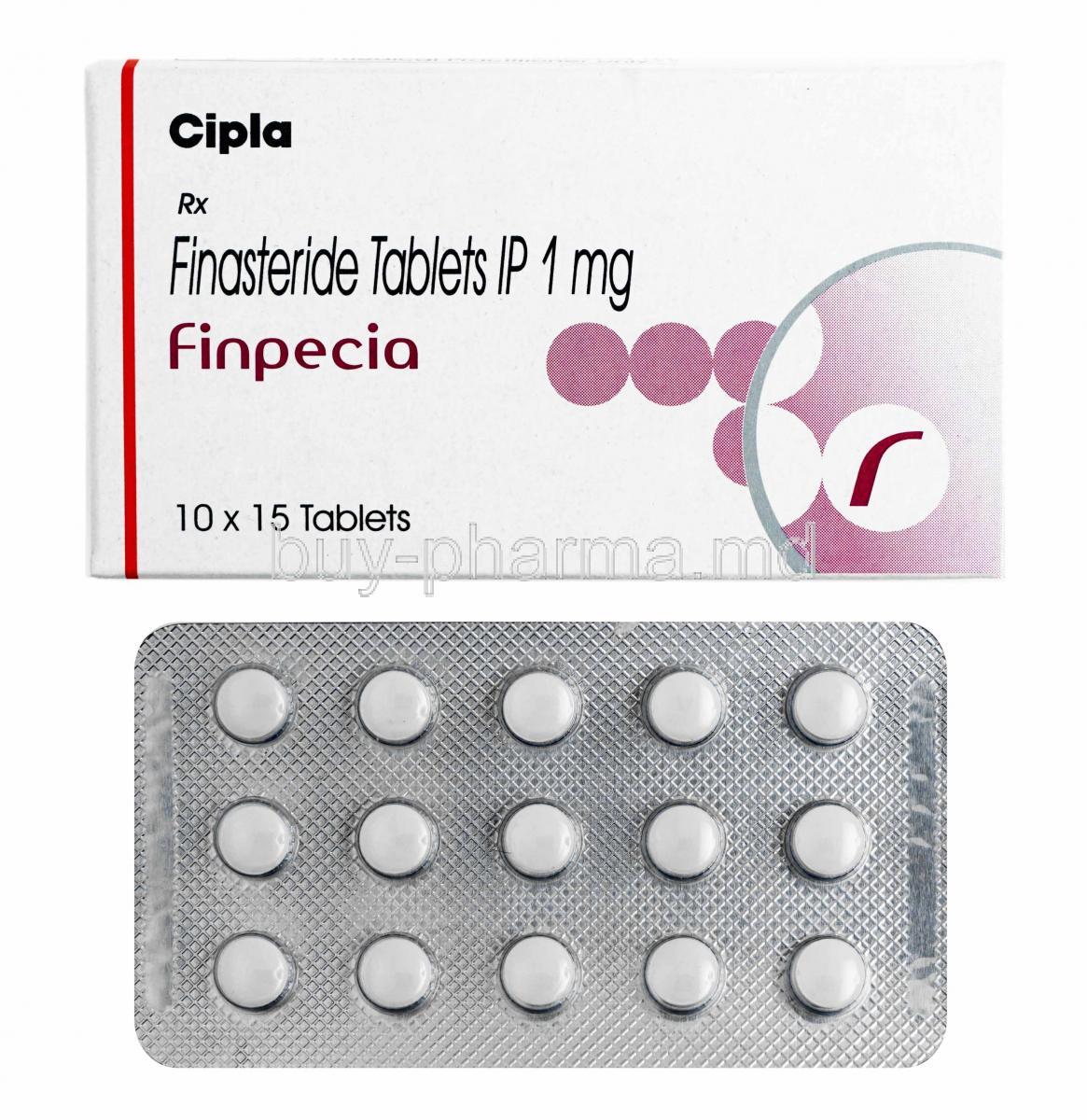Finpecia, Finasteride box and tablets