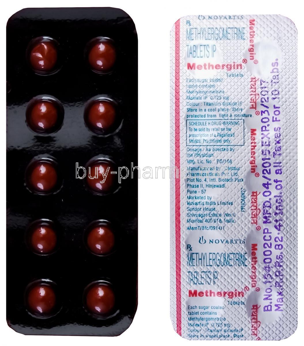 Methergin, Generic Methergine, Methylergometrine 0.125mg Tablet Strip