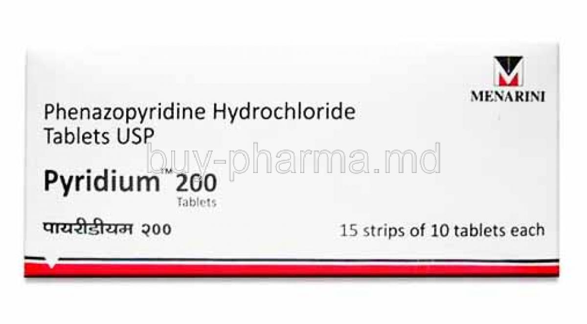 Pyridium, Phenazopyridine box