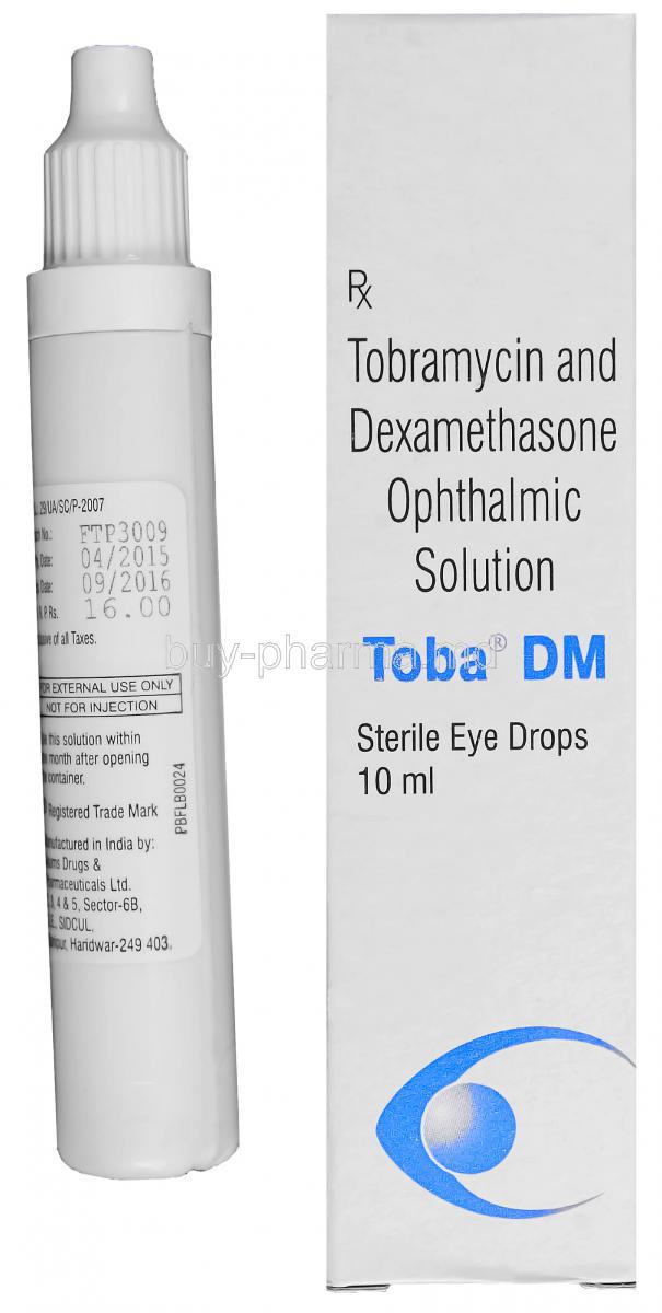Toba DM Sterile Eye Drops, Generic Tobradex, Tobramycin and Dexamethasone Ophthalmic Solution 10ml