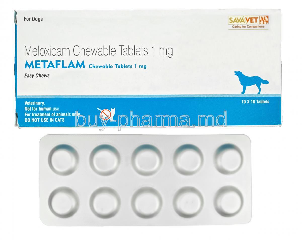 Metaflam Chewable Tablets for Dogs, Meloxicam 1mg