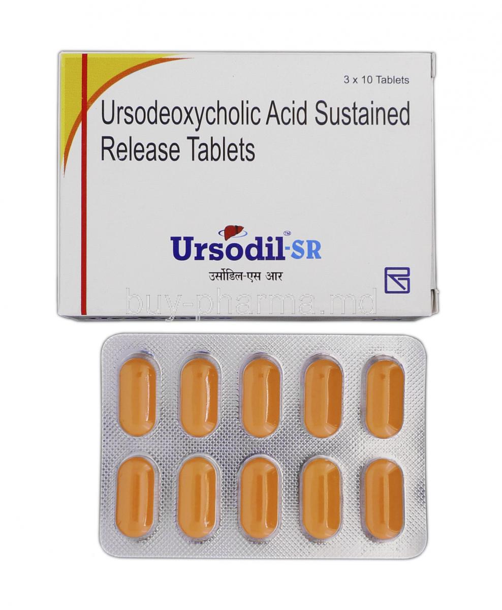 Ursodil-SR, Ursodeoxycholic Acid SR, 500ng, Box and Strip