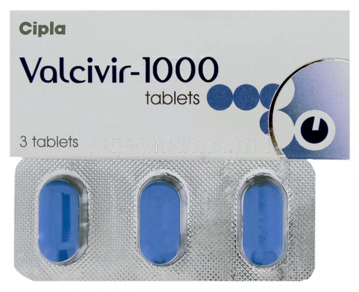 Valcivir, Valaciclovir 1000 mg Tablet and box