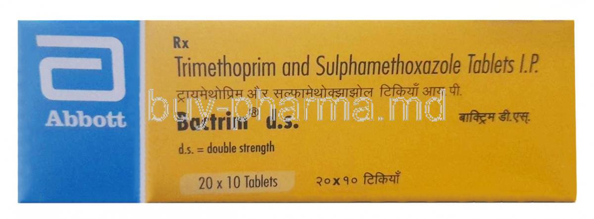 Bactrim DS,Sulfamethoxazole 800 mg / Trimethoprim 160 mg,Abbott, Box front view