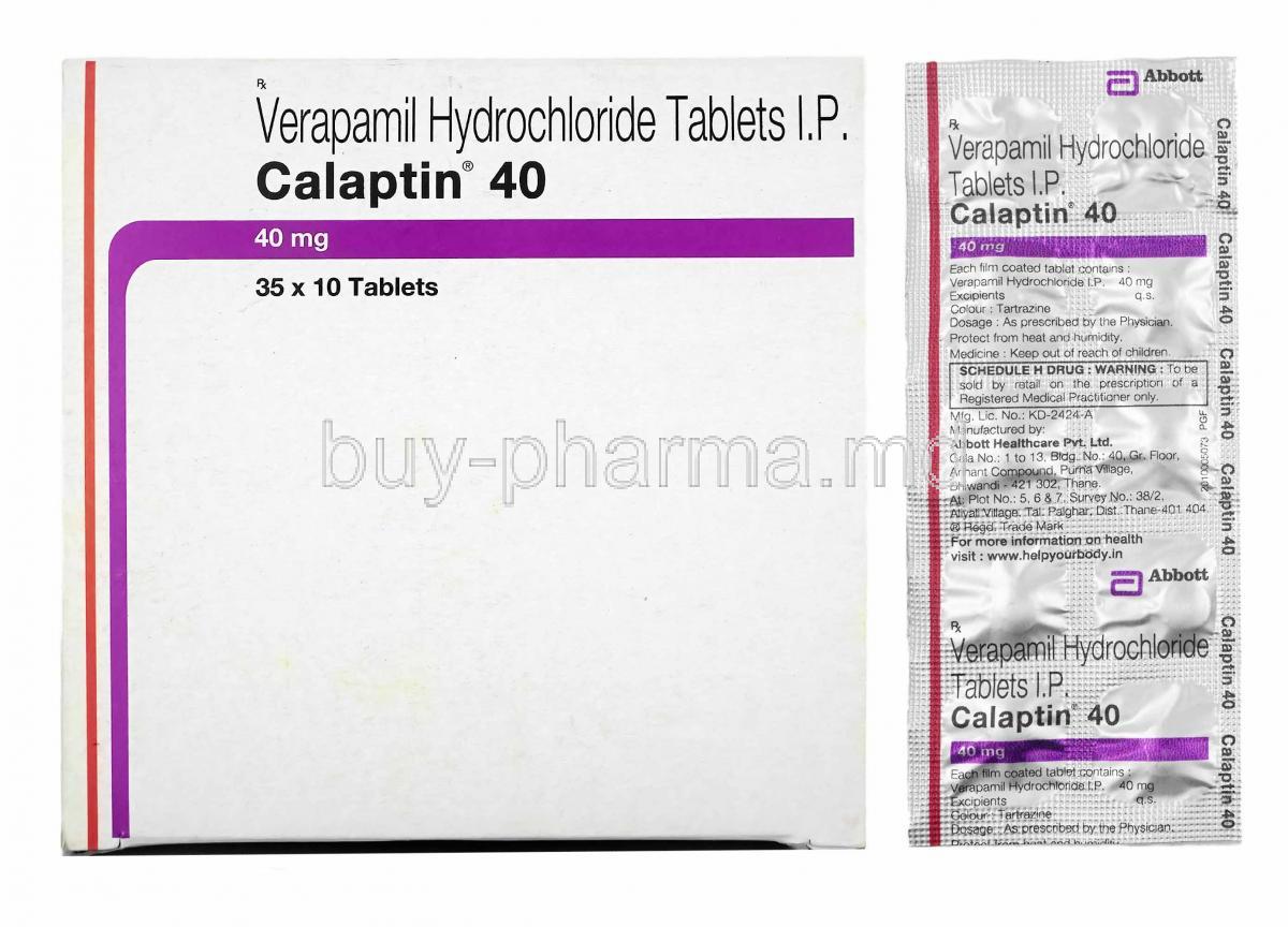 Calaptin, Verapamil 40mg box and tablets