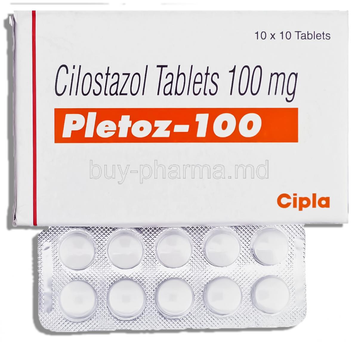 Pletoz, Cilostazol 100 Mg Tablet (Cipla)