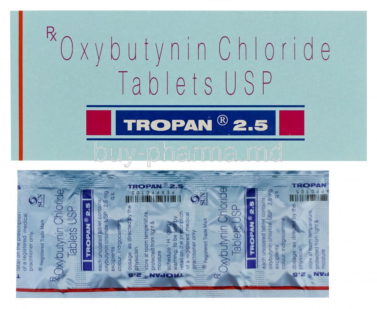 Tropan 2.5, Generic Ditropan, Oxybutynin Chloride 2.5mg
