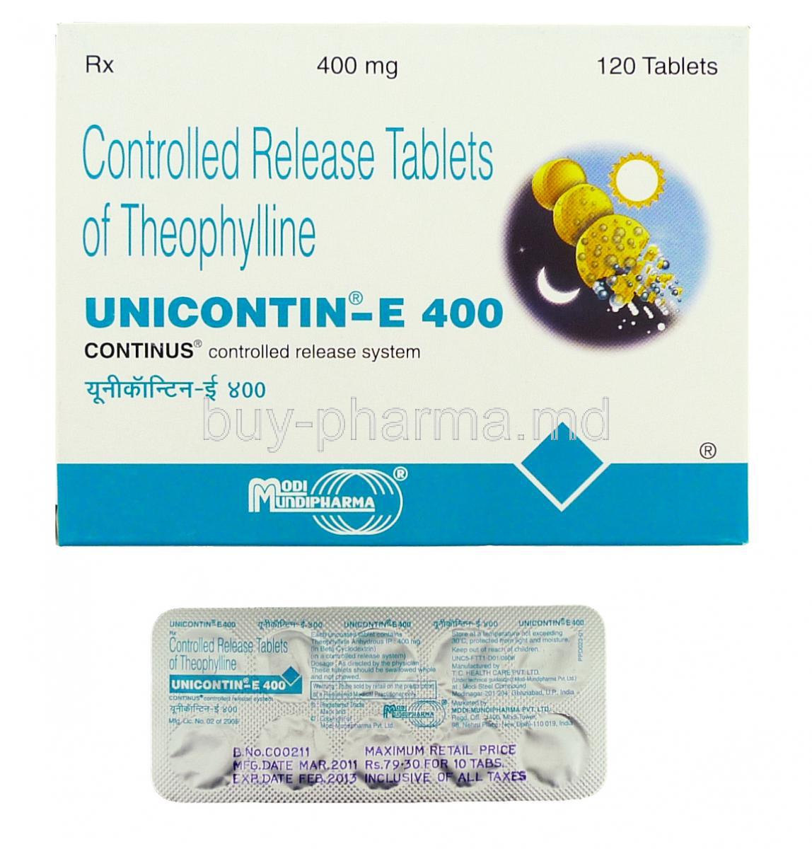 Unicontin-E, Theophylline 400 mg