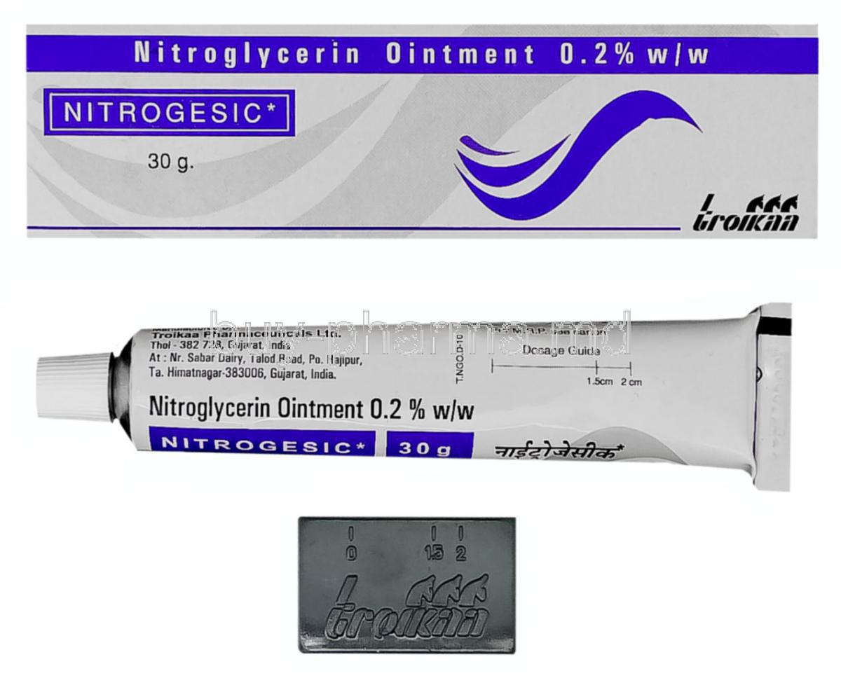 Nitrogesic, Nitroglycerin 0.2% 30 gm Ointment - Troikaa
