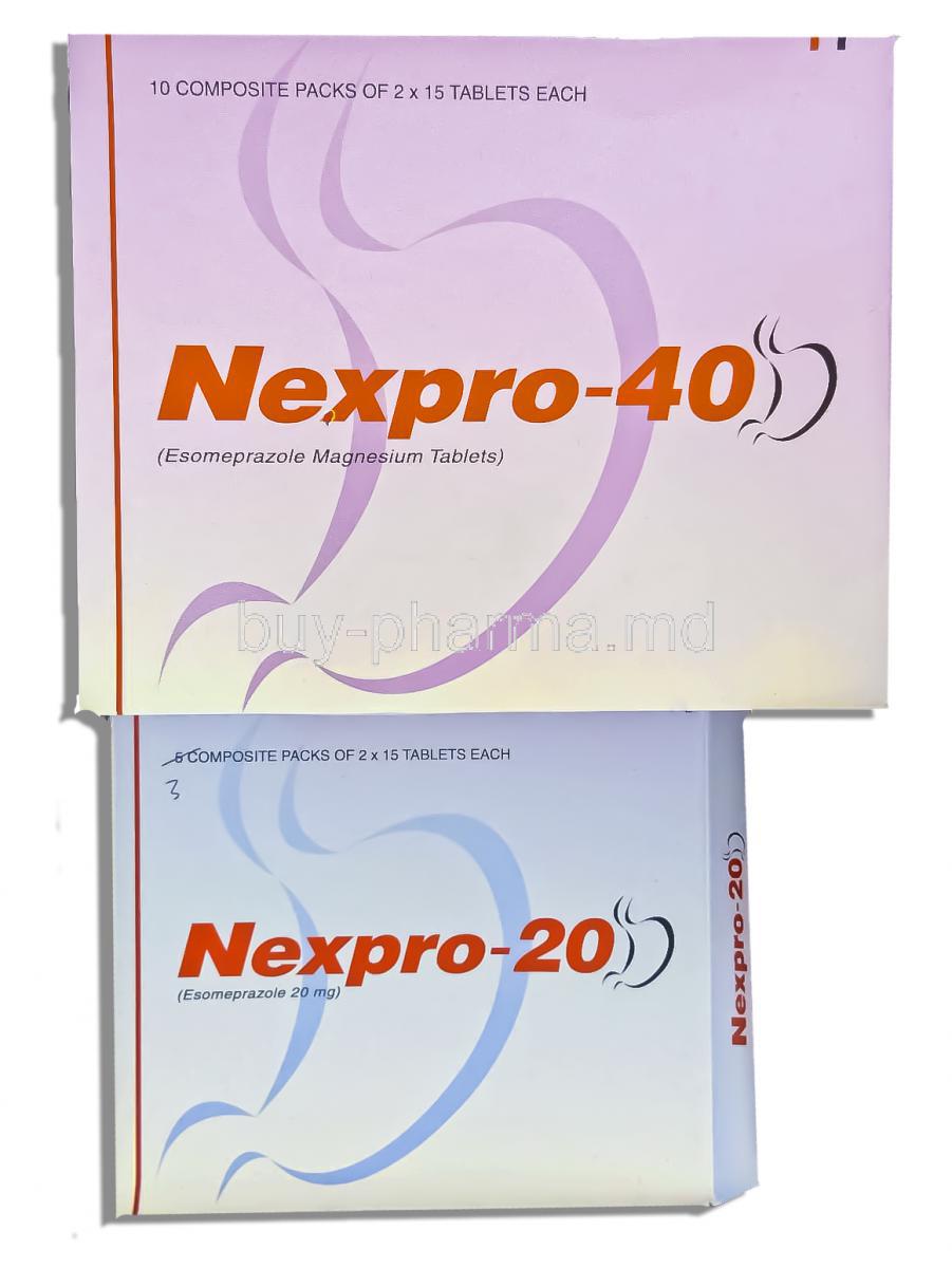 Nexpro, Esomeprazole 40mg/ 20mg Box