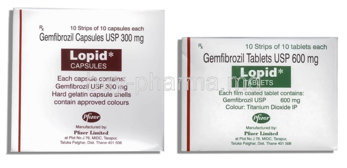 Lopid, Gemfibrozil 300mg/600mg (Pfizer)