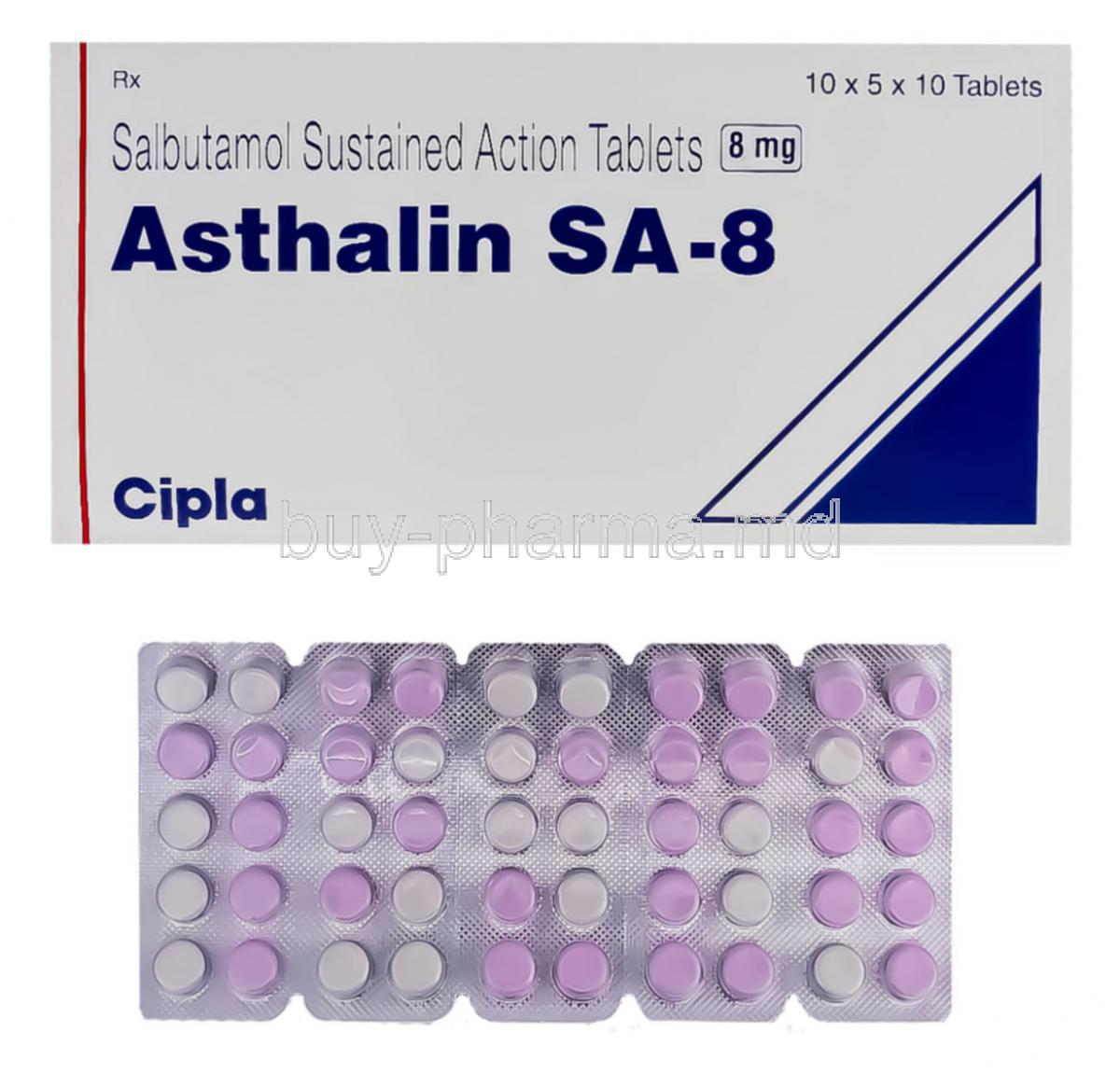 Asthalin, Generic Ventolin, Salbutamol 8 mg (Cipla) Tablet
