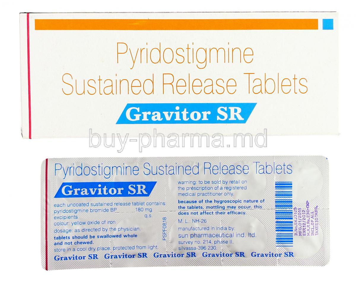 Gravitor SR, Generic  Mestinon SR, Pyridostigmine Bromide 180 mg