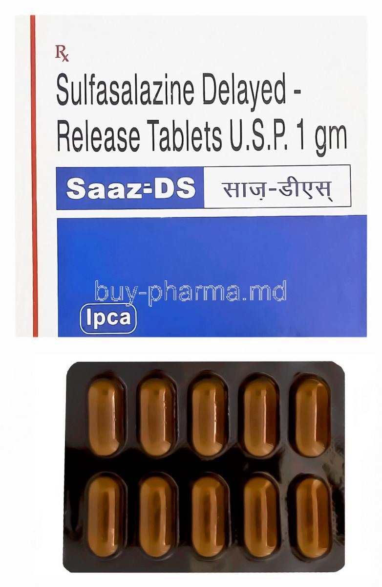 Saaz-DS, Generic Azulfidine, Sulfasalazine 1gm Delayed Release