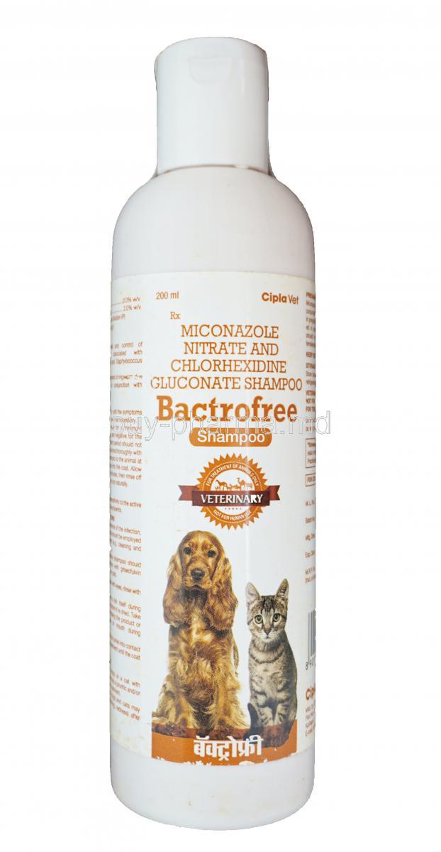 Bactrofree Shampoo,  Miconazole Nitrate 2% + Chlorhexidine Gluconate 2% 200ml Bottle