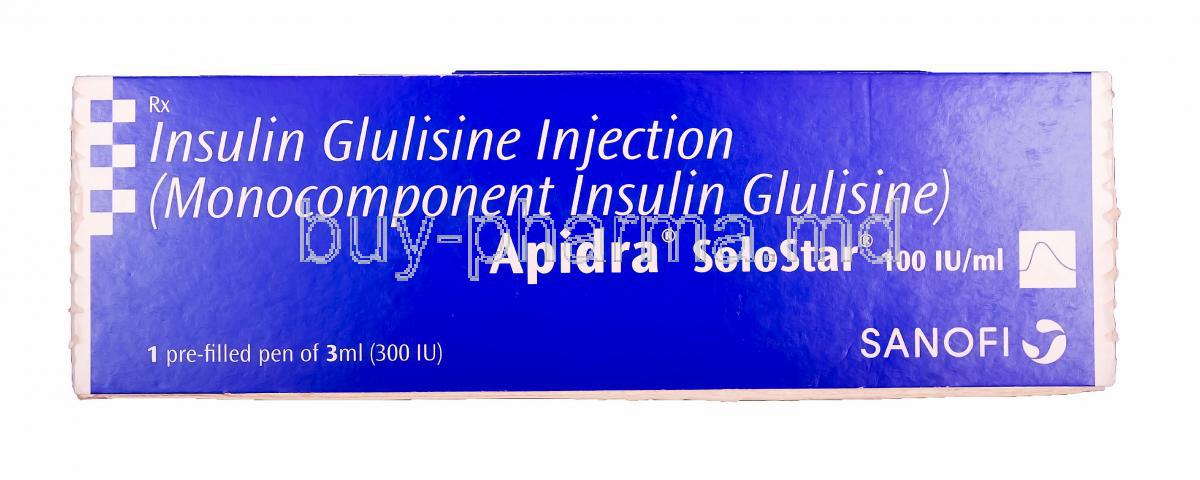 Apidra SoloStar 100IU per ml, Monocomponent Insulin Glulisine Injection Box