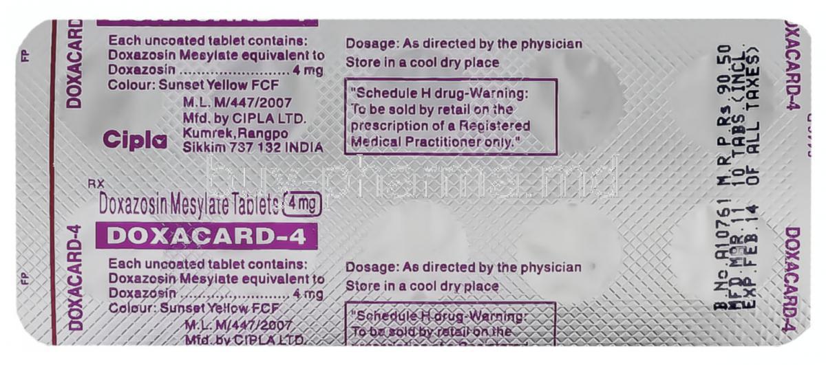 doxazosin mesylate brand and generic name