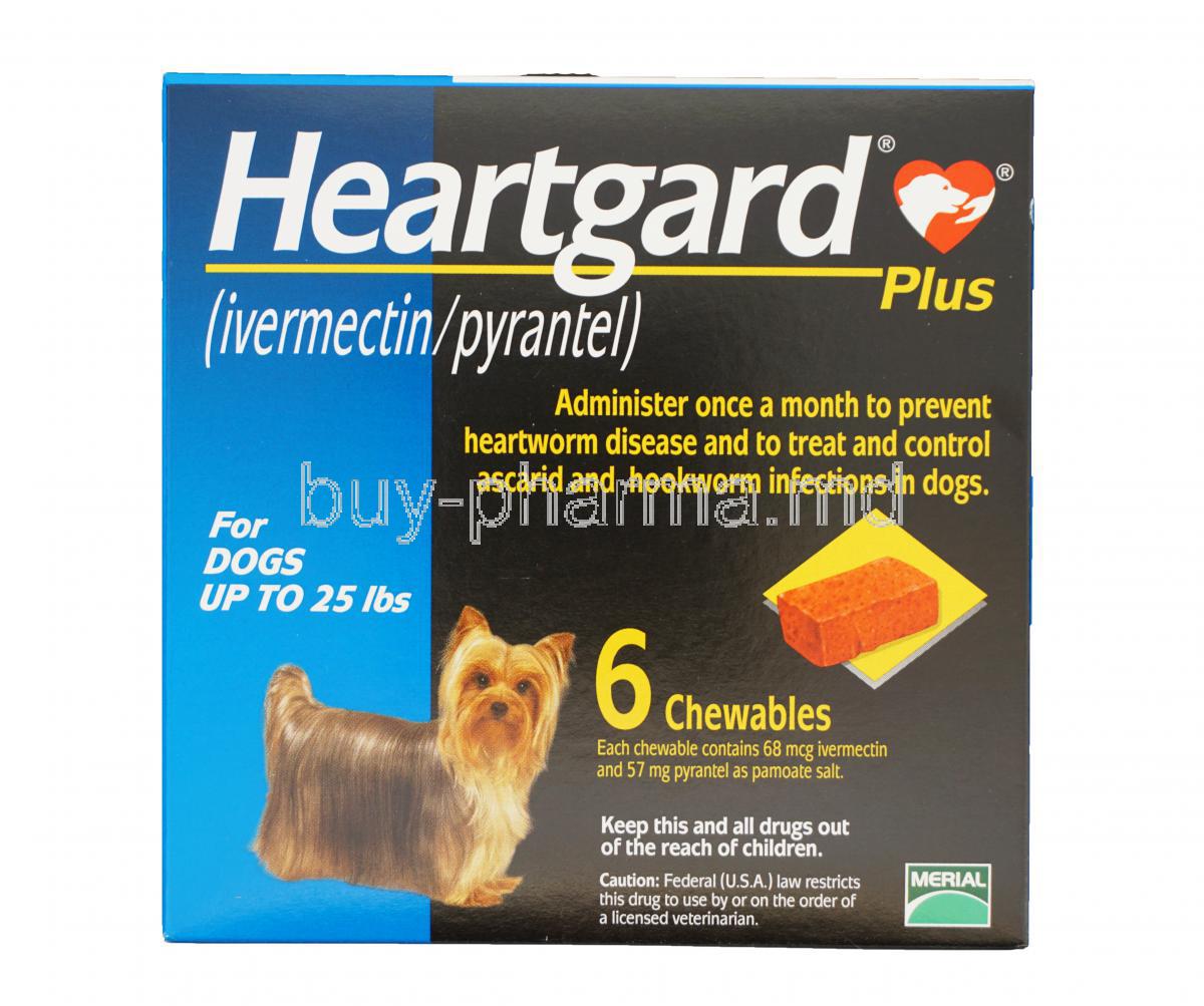 HEARTGARD PLUS CHEWABLES for Small Dogs, Ivermectin 68mcg and Pyrantel Pamoate 57mg Box