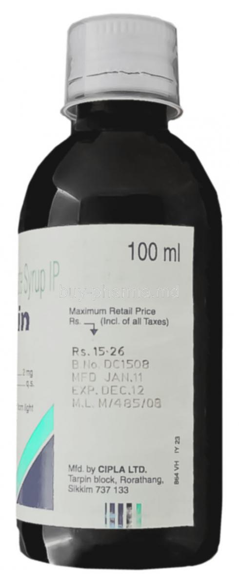 Asthalin, Generic Ventolin, Salbutamol Syrup 100 ml Cipla