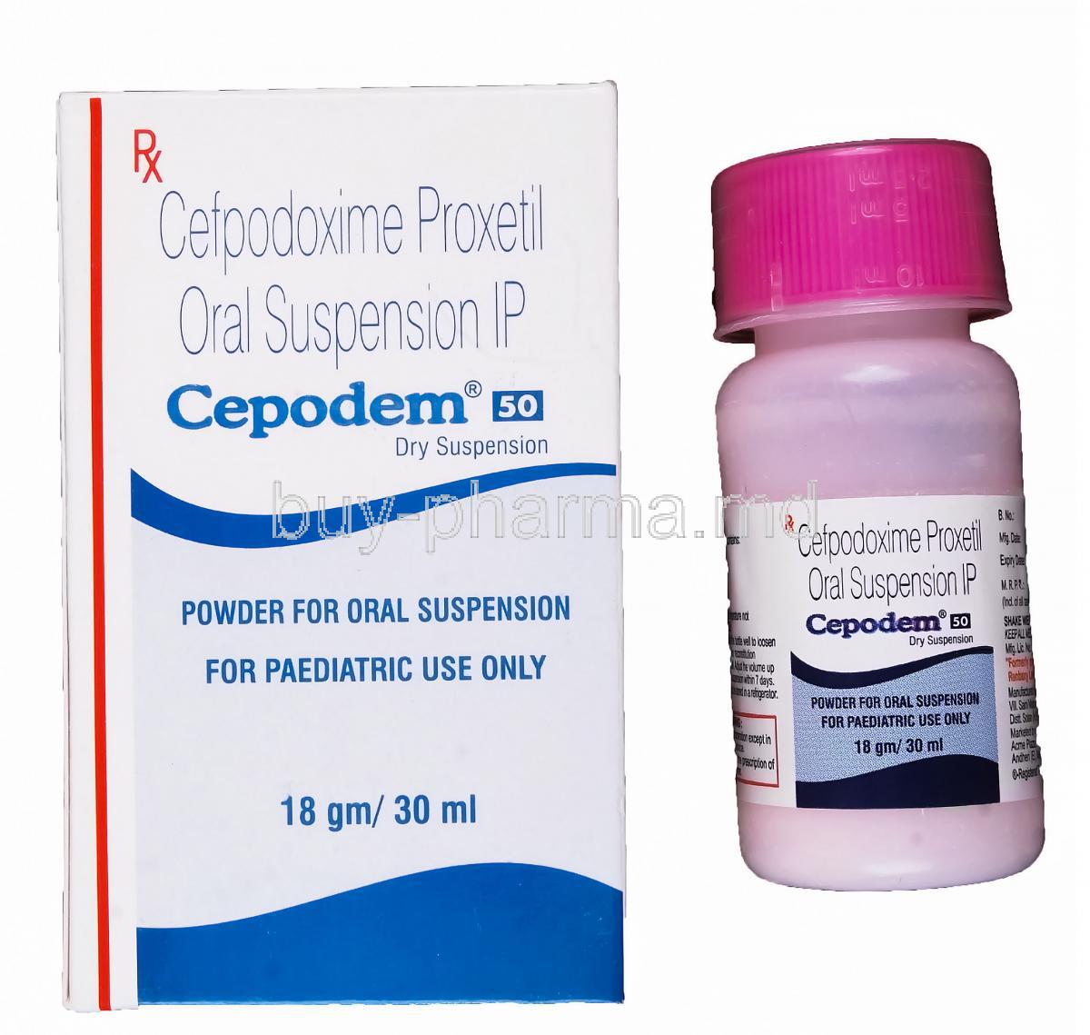 Cepodem-DT, Generic Vantin, Cefpodoxime 18gm/ 30ml 30ml Oral Suspension