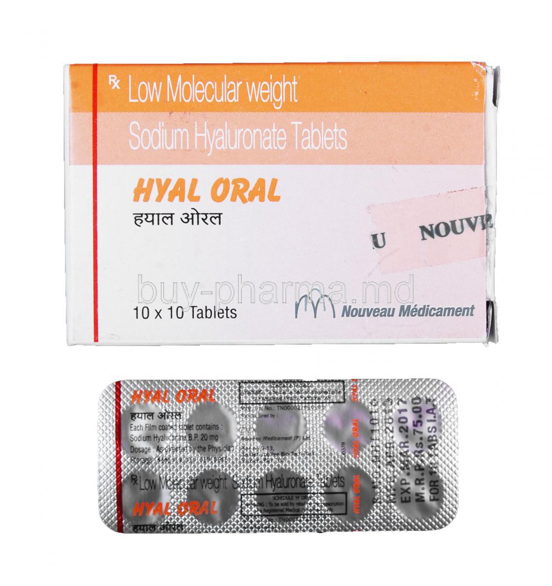 Hyal Oral, Sodium Hyaluronate 20mg Tablet