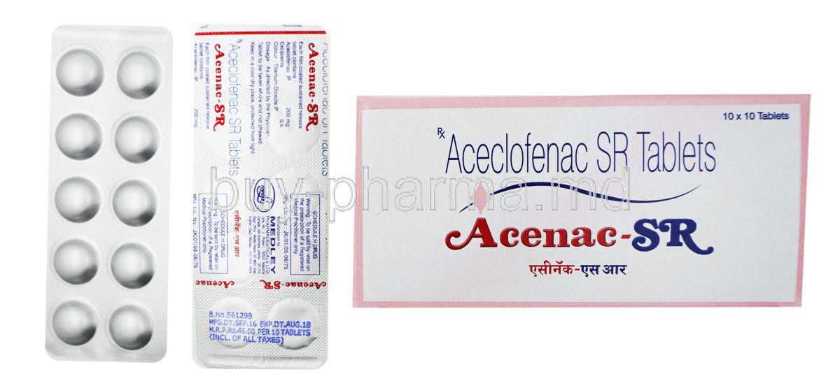 Acenac-SR, Aceclofenac SR, 10tabs 200mg