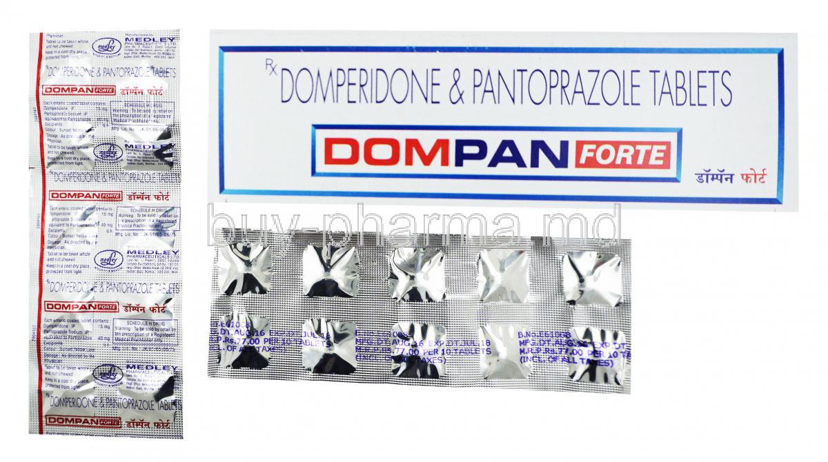 Dompan Forte, Domperidone Pantoprazole, 10 tabs 15mg/40mg