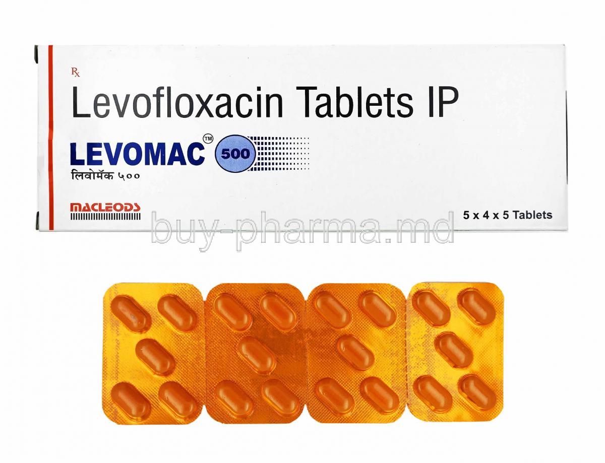 Levomac, Levofloxacin 500mg box and tablets