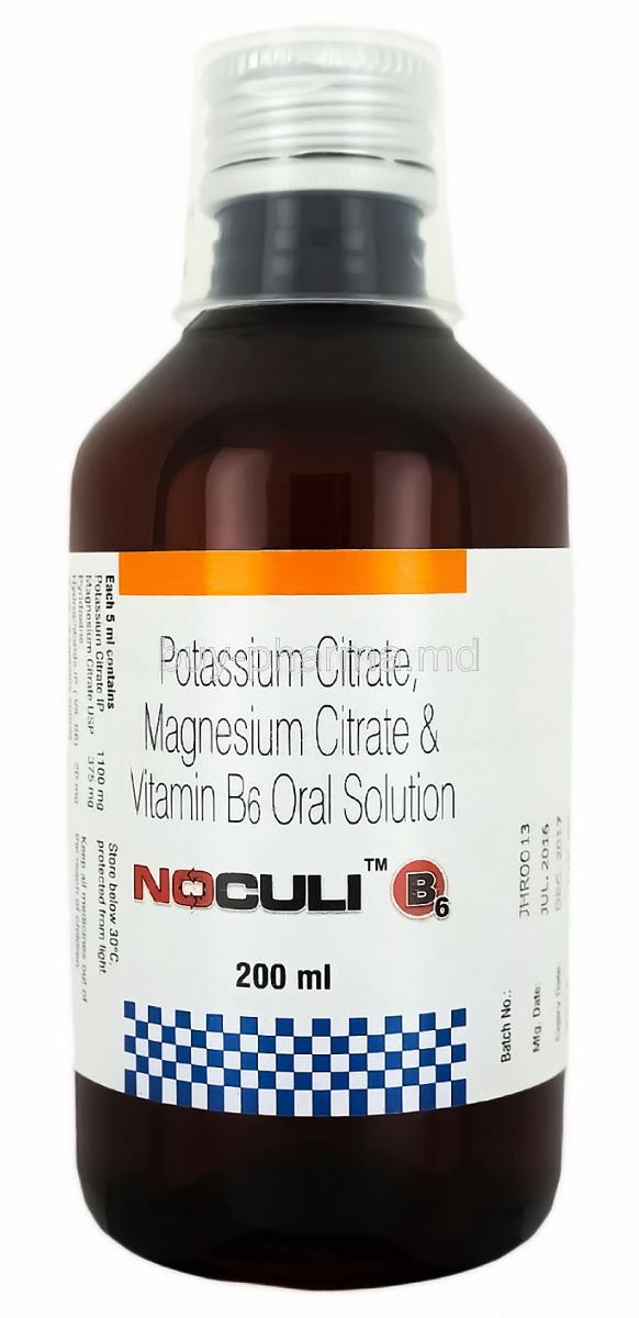 Noculi B6 Liquid, Potassium Citrate/ Magnesium Citrate/ Vitamin B6 (Pyridoxine) bottle