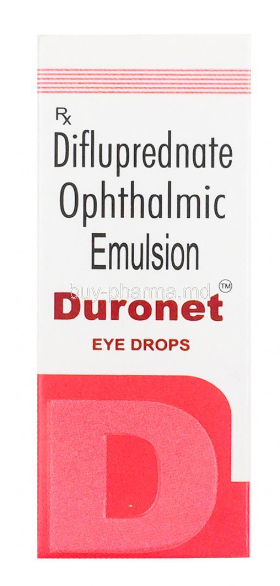 Difluprednate ophthalmix emulsoin, duronet eyedrops, box