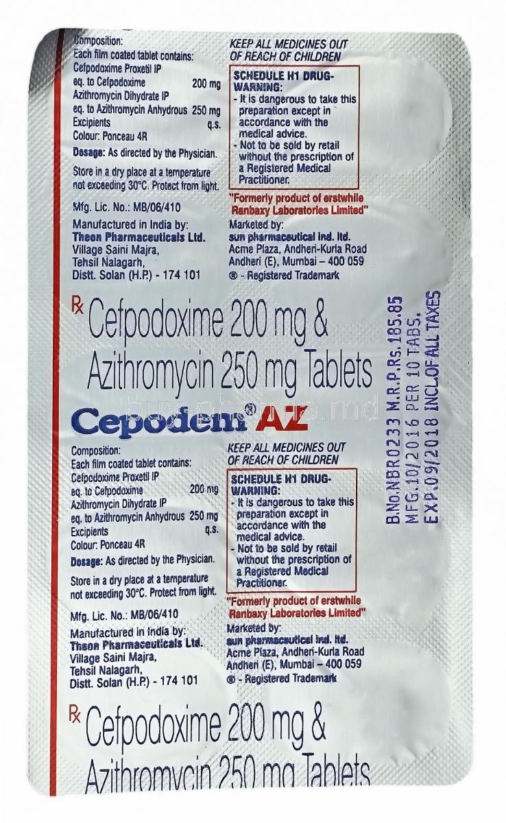 Cepodem AZ, Cefpodoxime/ Azithromycin tablets