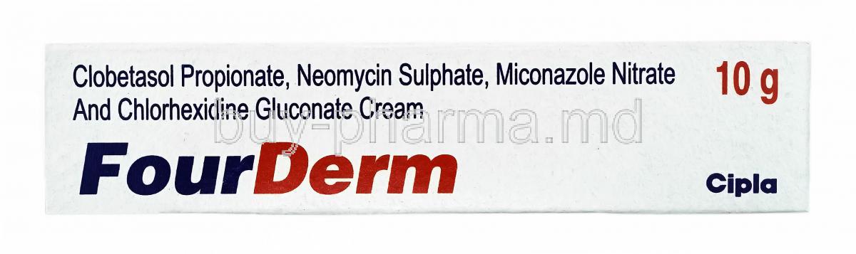 Fourderm Cream, Chlorhexidine Gluconate/ Clobetasol/ Miconazole/ Neomycin