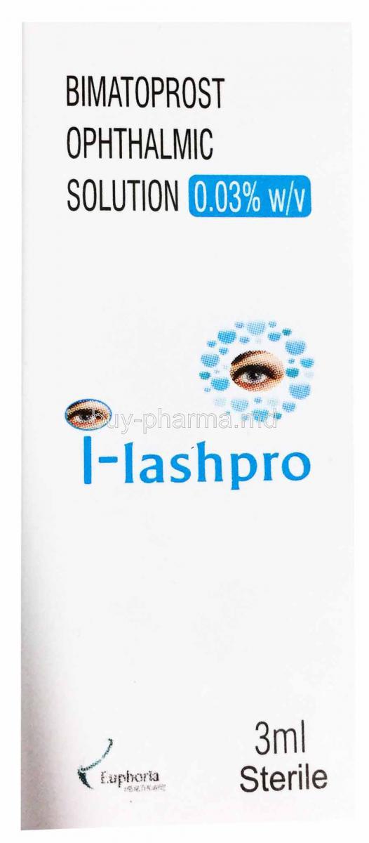 I-lashpro, Bimatoprost Eyedrop 0.03% 3ml, box front presentation