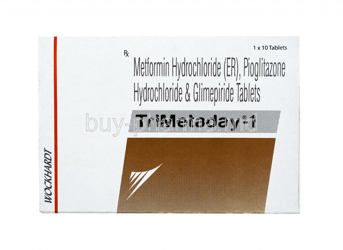 Trimetaday, Glimepiride, Metforminand Pioglitazone 1mg
