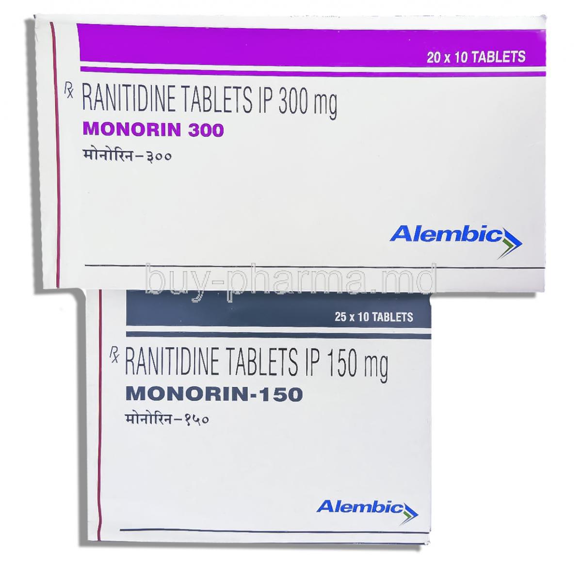 Monorin , Generic Zantac,  Ranitidine Hcl 150 Mg  300 Mg Tablet