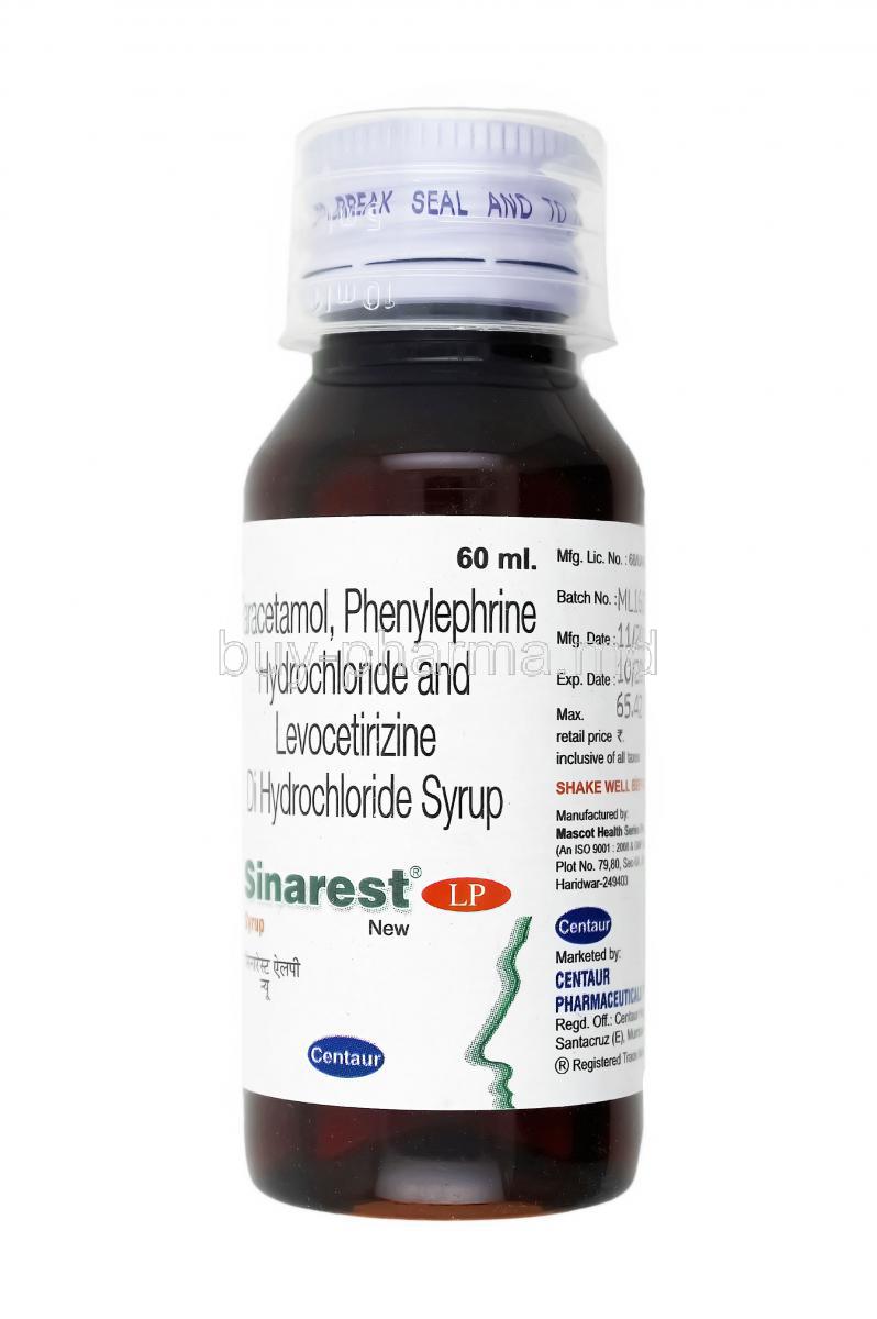 Sinarest LP Suspension, Levocetirizinre, Paracetamol, Phenylephrine and Sodium Citrate