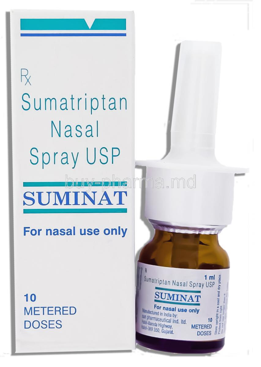 Suminat , Generic Imitrex ,   Sumatriptan 10 Doses Nasal Spray (Sun Pharma)