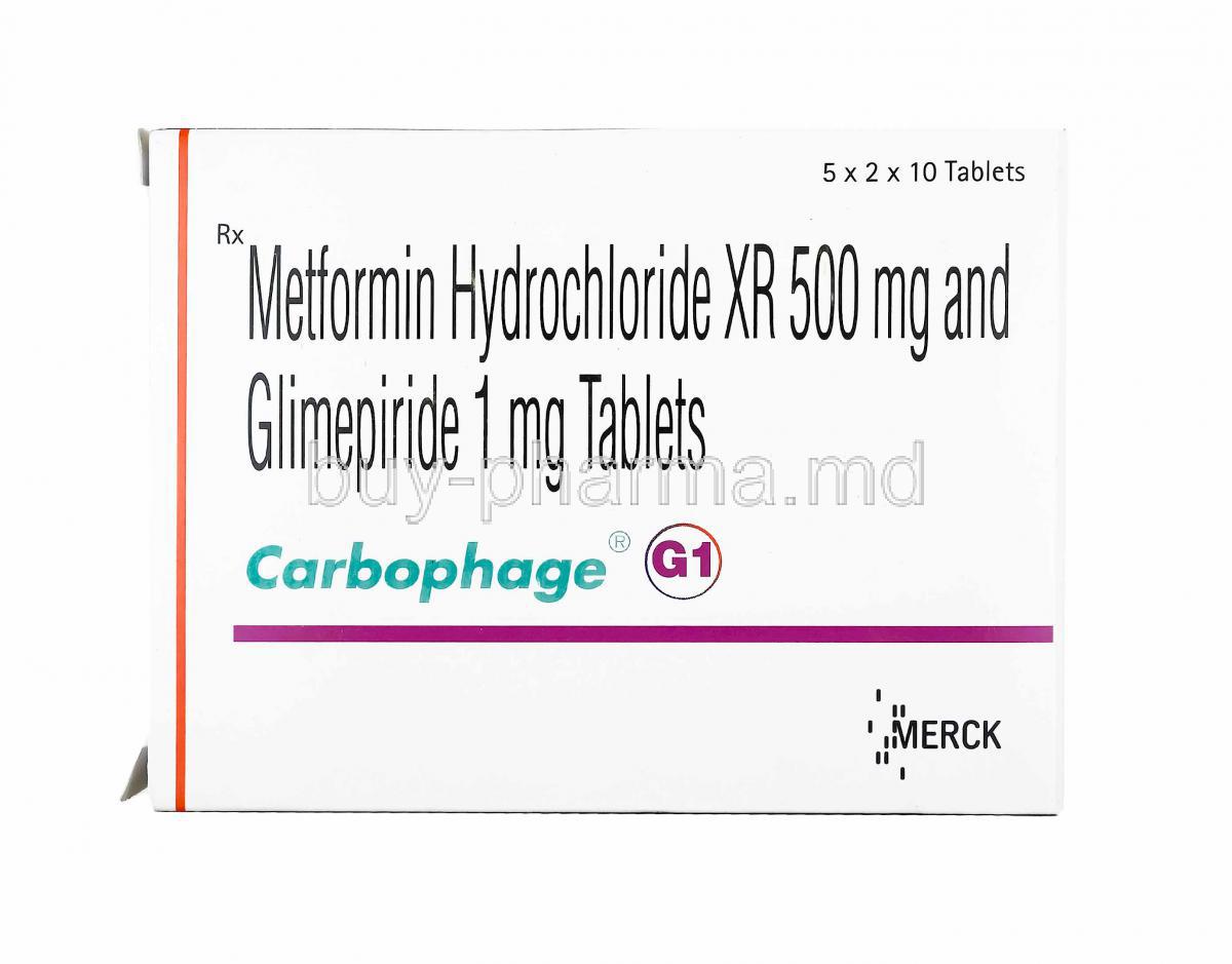 Carbophage G XR, Glimepiride and Metformin 1mg