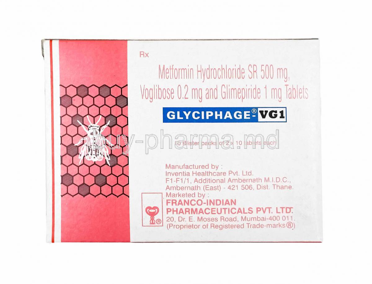 Glyciphage VG, Glimepiride, Metformin and Voglibose 1mg