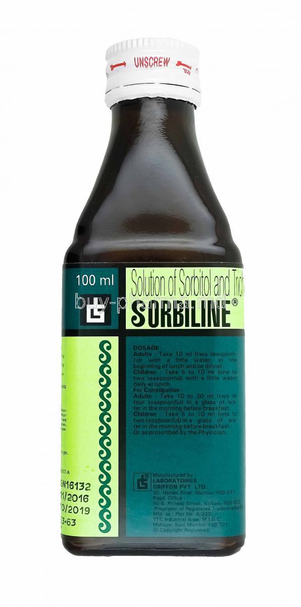 Sorbiline Syrup, Sorbitol and Tricholine Citrate 100ml bottle
