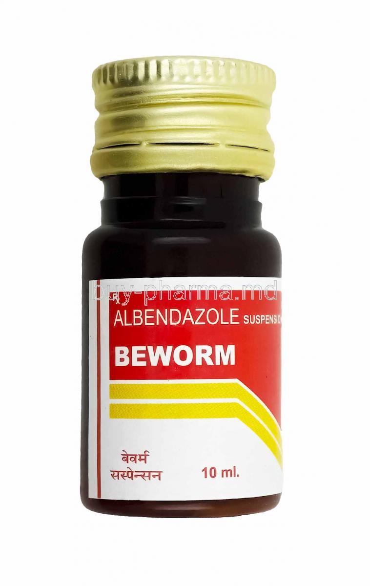 Beworm Syrup, Albendazole bottle