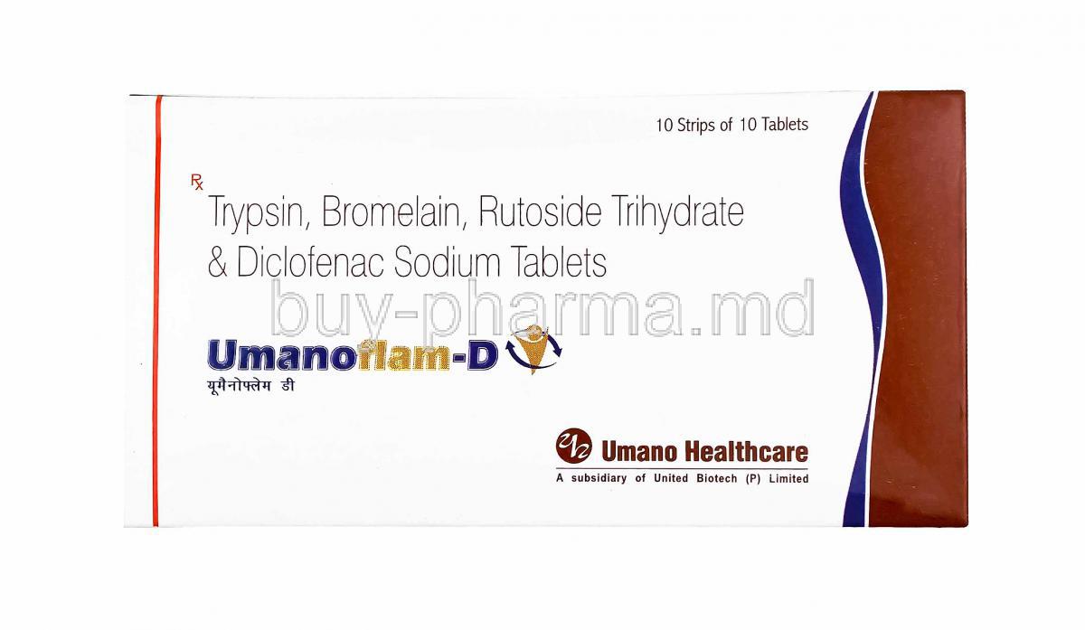 Umanoflam D, Trypsin, Bromelain, Rutoside and Diclofenac